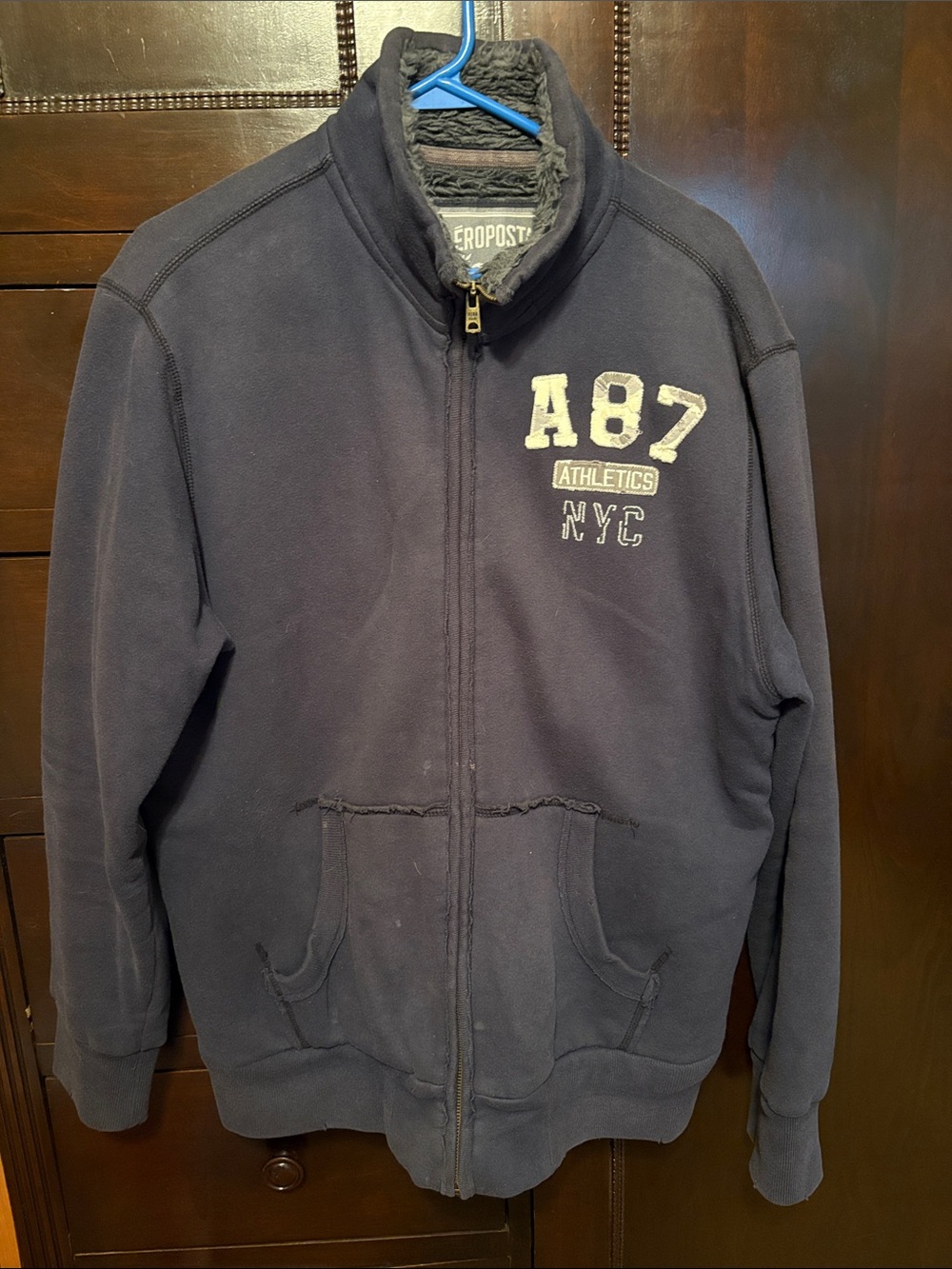Aeropostale Men's Navy A87 Full-Zip Shirt Jacket